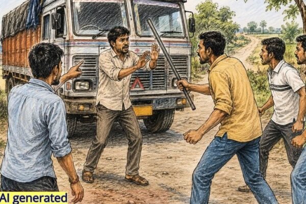 Truck driver पर जानलेवा हमला: पत्नी से बात के शक में रॉड से पीटा