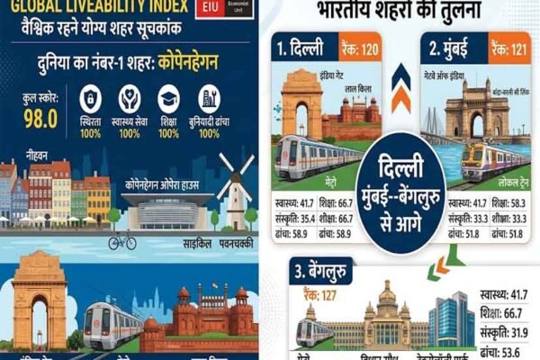 ग्लोबल लिवेबिलिटी इंडेक्स: दिल्ली का जलवा, मुंबई-बेंगलुरु पीछे, कोपेनहेगन दुनिया में नंबर-1