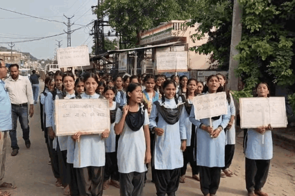 Voter Awareness: Sapotra students hold rally ahead of civic polls